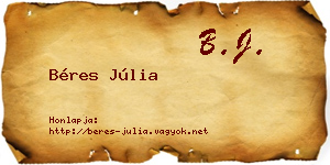 Béres Júlia névjegykártya